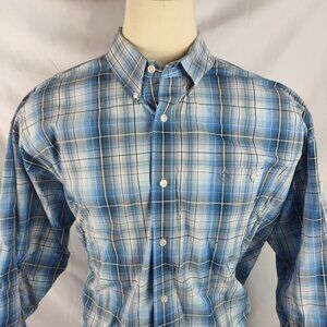 Wrangler George Strait Mens Western Shirt L/S Button Down Blue Plaid Sz 4X